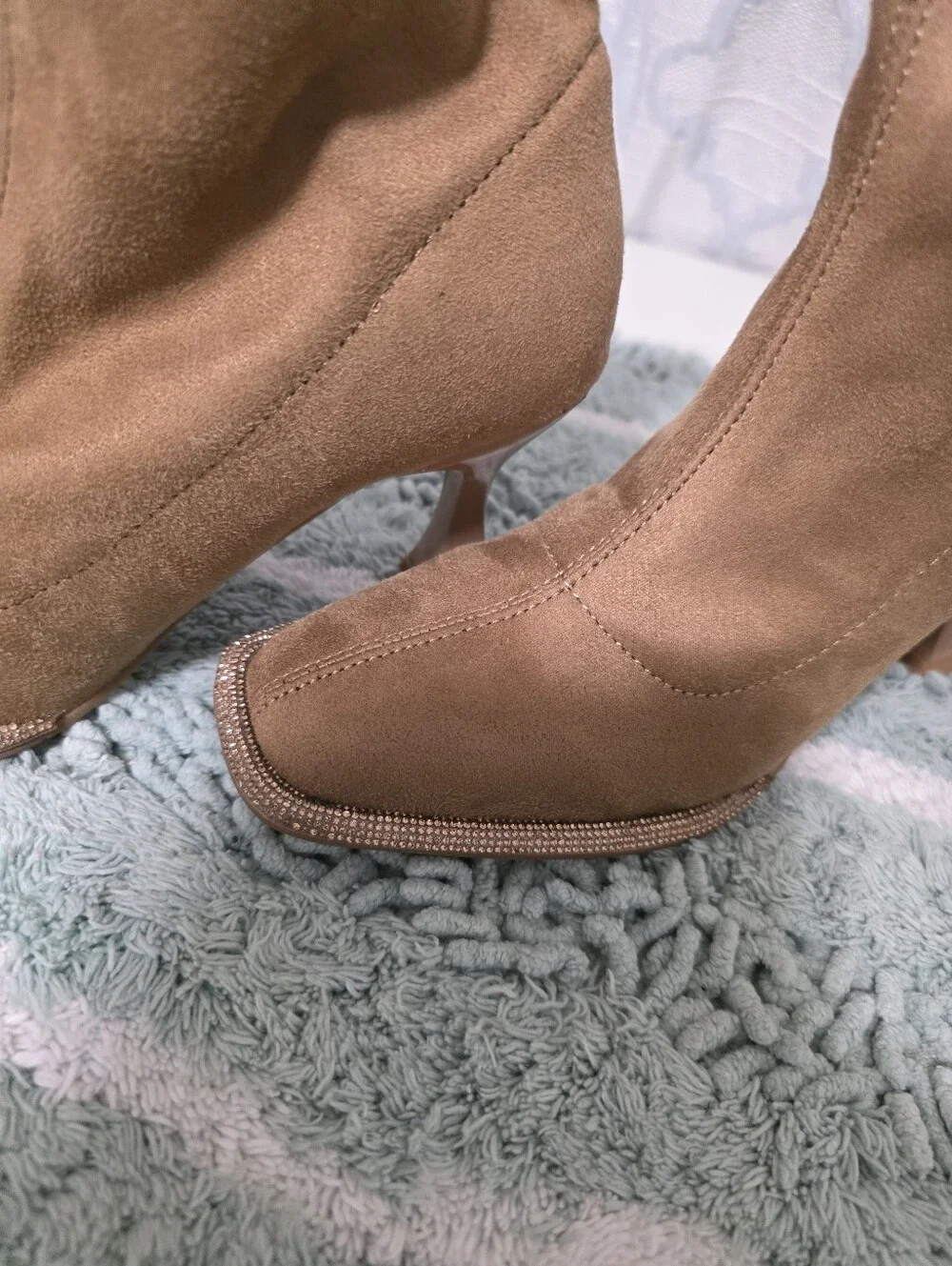 Over-the-Knee Suede Stretch Boots in Brown